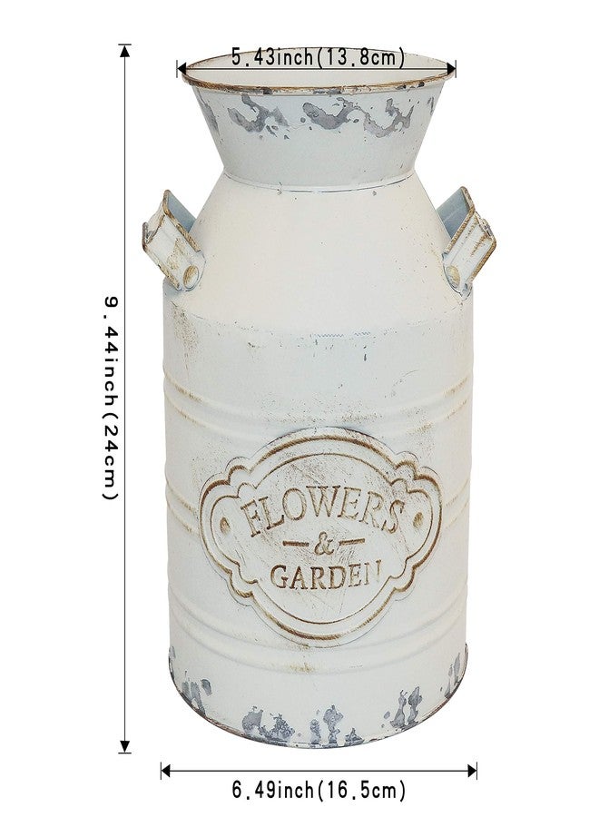 Fovasen Rustic Galvanized Milk Can Jug Vase - Metal Shabby Chic Primitive French Country Style Farmhouse Decorative Flower Holder for Living Room, Bedroom, Kitchen - 9.4" - Image 5